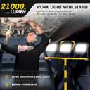 Zetunlo 21000Lumen LED Work Lights with Stand - 3 Head Portable Work Light with 16FT Cord - IP66 Waterproof Tripod Worklights for Outdoor Indoor Job Site Workshop Garage Construction Site Lighting