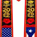 Puerto Rico Graduation Stole Sash American Flag Mixed Stole Class of 2026 Grade Sash for International Student