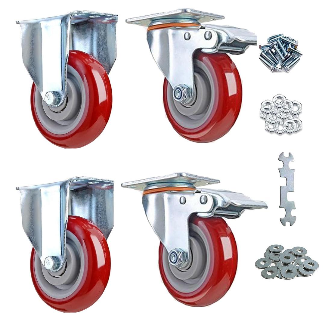 Caster Wheels with Brake 2200lbs,Heavy Duty Casters Set of 4 for Cart, Trolleys, Furniture and Workbench (JL-HS5inch)