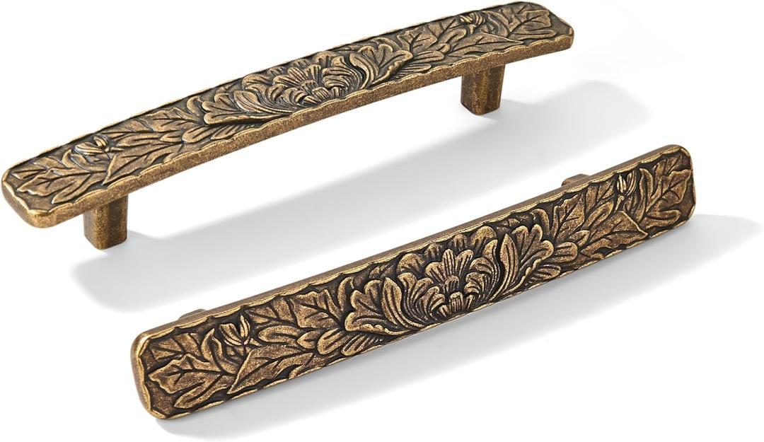6 Pack 4 inch Antique Brass zinc Alloy Hardware Vintage-Antique-Bronze Cabinet Drawer Handle is Suitable for Sideboard, Jewelry Box, Kitchen and Bathroom Furniture Cabinet Pulls