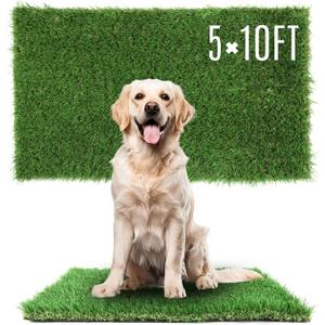 1.38" Artificial Grass Turf 5 x 10 FT, Dog Grass Pads Indoor Outdoor Garden Lawn Landscape Patio Turf Mat Thick Fake Faux Grass Rug Dog Pets Mat for Puppy Potty Training