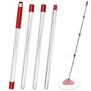 Versatile Spin Mop Handle Replacement, (30 to 58 inch) 4-Section Stainless Steel Handle, Resistant to Deformation, American Threaded Joint, Compatible with O-Ceda Easy Wring Spin Mop Head, Easy Install