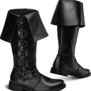 Ramede Halloween Medieval Pirate Boots Men Renaissance Boots Mid Calf Lace up Gothic Viking Costume Cosplay Shoes Footwear 12