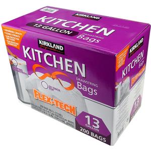 Kirkland Signature Drawstring Kitchen Trash Bags - 13 Gallon, 200 Count