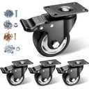 Caster Wheels - 3 Inch Casters Set of 4 Heavy Duty, BOSGEOT Locking Industrial Caster with 360 Degree No Noise Polyurethane Wheels, Swivel Plate Casters with Brake - Pack of 4