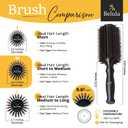 Boar Bristle Round Brush for Blow Out Set by Belula. Round Hair Brush For Blow Drying. Medium 2.4 Wooden Barrel. Hairbrush Ideal to Add Volume and Body. Free 3 x Hair Clips & Travel Bag