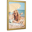 16x20 Wood Frame Gold, Ornate Natural 20x16in Picture Poster Frame, Modern Golden 16 x 20inch Gallery Wall Photo Frame with HD Plexiglass, Horizontal Vertical Wall Mounting Display 1pcs