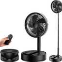 Portable Standing Oscillating Rechargeable Fan - 8" 8000mah Battery Operated USB Fans for Bedroom Quiet Remote Folding Pedestal Floor Ventilador Foldable Table Desk Room Office Camping Cruise Travel, Medium