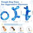 Furdog 3Pack Dog Toys for Aggressive Chewers Dog Chew Toy Tough Dog Toys to Keep Them Busy Bacon Flavor Teething Chew Toys & Dental Health for Large Medium Small Breeds (Blue)