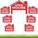 Pinkunn 7 Pack Large Open House Signs for Real Estate, 18x14 Inch Double Sided with Metal Stake, Weatherproof Heavy Duty Plastic Open House Directional Yard Board for Estate Agent Property Sale(Red)
