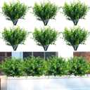 Summer flower 10 Pack Artificial Boxwood Stems for Outdoors Unfading in The Sun Plastic Faux Plants Fake Foliage Shrubs Greenery for Garden Office Patio Wedding Farmhouse Indoor Decoration