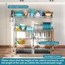HOWDIA Stainless Steel 2-Tier Over The Sink Dish Drying Rack with Utensil Holder, Large, for Kitchen Counter