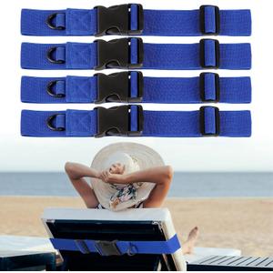 4 Pack Towel Bands for Beach Chairs Cruise, 215.7 Inch Beach Towel Clips Elastic Towel Bands with Adjustable Detachable Buckle, Beach Towel Bands for Cruise Accessories Must Haves