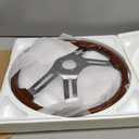 18in Wood Truck Steering Wheel, 4 Spoke Aluminum Chrome Plated Steering Wheel for Semi-Trailers, Trucks