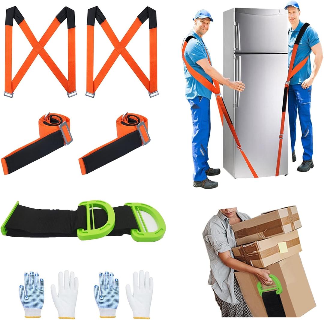 Moving Straps LiftingPadded one Person 2-Person Lifting and Moving System Appliance,for Harness Moving Mattress Couch Furniture Heavy Things,Suitable Professional Moving Body Strap Wrist Strap (orange)