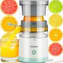 Electric Citrus Juicer Rechargeable - Electric Juicer Machines with USB and Cleaning Brush Portable Compact Juicer for Orange, Lemon, Limes (White)