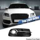 X AUTOHAUX Front Right Fog Light Grille Honeycomb Type Grill Cover for Audi Q5 SQ5 S-Line 2013-2017 8R0807682J