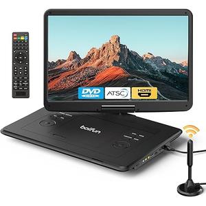 Boifun 17.5" Portable TV/DVD Player Combo with 15.6" Large HD Swivel Screen, Digital TV ATSC Tuner, Builtin Battery, Support HDMI in/USB/Micro SD/AV Out and Multiple Disc Formats, Black