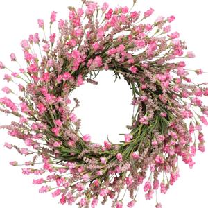 TEMPUS 20 Inch Pink Flower Wreath for Front Doors Spring and Summer for Indoor and Outdoor Decor Rustic and Farmhouse Style Home Pink Wreath