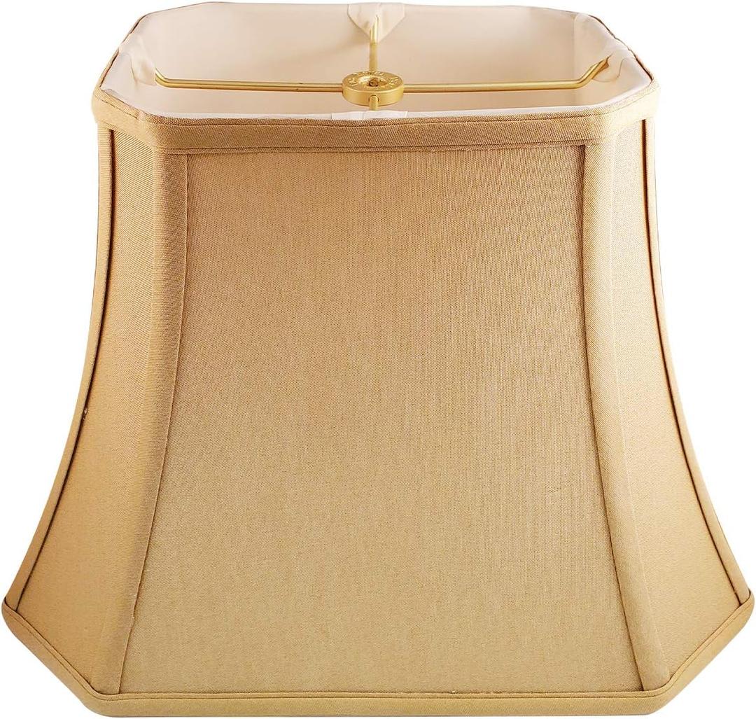 Royal Designs, Inc. BS-710-14AGL Rectangle Cut Corner Basic Lamp Shade, (6x8) x (9x14) x 10.5, Antique Gold