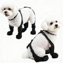 BECROWM Waterproof Dog Boots for Small/Medium Dogs Dog Paw Protectors Dog Suspender Boots AntiSlip Pet Shoes for Outdoor Walking, Reflective StayOn,DirtProof Comfortable Booties (Black, NewS)