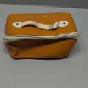 Prite Makeup Bag for Women Travel Waterproof Vegan Leather Cosmetic Bag Open Flat Toiletry Bag With Clear Divider and Handle (Brown)