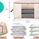 Chaos Cleared Canvas Storage Bags Designer Organizer for Comforters 2 Pack Seasonal Storage for Pillows, Blankets, Linens & Garments Foldable Design with Zip & Window, Moth-Proof Space Saver