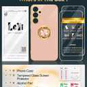 LeYi for Galaxy S23 FE 5G Case: with Tempered Glass Screen Protector [2 Pack] 360 Rotatable Ring Holder Magnetic Kickstand, Plating Rose Gold Edge for Galaxy S23 FE 5G Case, Pink