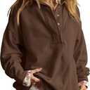 Gacaky Sweatshirt for Women Oversized Casual Long Sleeve Button Henley Neck Pullover Tops Fashion Outfits Clothes (X-Small, Coffee)