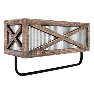 Autumn Alley Farmhouse Rustic Towel Rack Shelf Holder - Wood Towel Rack Basket Storage - Farmhouse Towel Holder for Rustic Bathroom and Farmhouse Kitchen Décor - Wall Mounted, Galvanized, Rustic Brown