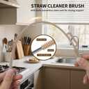 2 x vodvob 2Pcs Premium Silicone Straw Cleaner Brush, 9.84in Extra Long Flexible Straw Cleaning Tool for Glass & Smoothie Straws (Pink, 6mm/9mm) (Double-headed - Brown)
