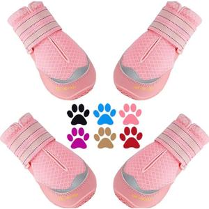 Paw Protectors for Hot Pavement Summer Heat Protection, Mesh Breathable Nonslip Dog Booties for Hardwood Floors Indoor, Outside Walking Running Hiking (Pink, Size 1)