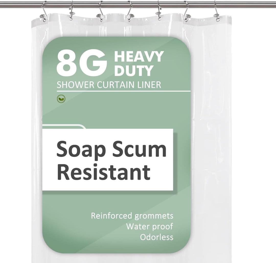 Barossa Design Small Shower Curtain for Shower Stall Size 36 x 72 inches, PEVA - Waterproof, Eco-Friendly, Non-Toxic, Odorless, PVC Free, Metal Grommets (Clear)