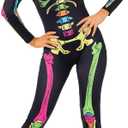 Morph Skeleton Costume Women, Womens Skeleton Bodysuit, Halloween Skeletons Costumes For Women (Medium)