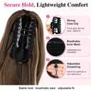 ALXNAN Ponytail Extension,24 Inch Claw Clip in Long Curly Wavy Chocolate Brown with Highlights Ponytail Hair Extension Jaw Clip on Pony Tails Hairpiece for Women