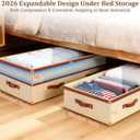 Dolicer 4 Pack Under Bed Storage with Wheels, 6in-10in Height Adjustable Underbed Storage Containers, 92L XXXL Under Bed Drawers Rolling Bin with Clear Lids for Dorm Shoes Clothes Organizers(Beige)