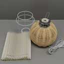 EIMSOAH Rattan Wicker Table Lamp, Modern Bedside Lamp with Pleated Shade, Small Nightstand Lamp for Bedroom Living Room, Vintage Aesthetic Decor