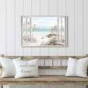 arttitue Beach Canvas Wall Art Decor: Bedroom Living Room Window Coastal Landscape Painting Print Relaxing Tropical Ocean Scene Artwork Modern Large Sea Seascape Picture for Home Office, Tranquil Sea, 36"L x 24"W