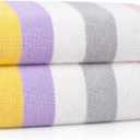 YiLUOMO Yellow Striped Pattern Hand Towels Set of 2 100% Cotton Highly Absorbent Soft Colorful Hand Towel for Bathroom 13 x 29 Inch