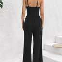 STOLKISS Jumpsuit for Women Summer Casual Sleeveless Spaghetti Straps Jumpsuits Backless High Waist Wide Leg One Piece Romper, Black, XL