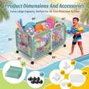 280 Gallon 69" Pool Storage Bin XXL Extra Large Swimming Pool Float Storage Bin, Pool Noodles Holder, Toys, Floats, Balls and Floats Equipment Mesh Rolling Bin for Garden Lawn, 69" Lx32 Wx35 H