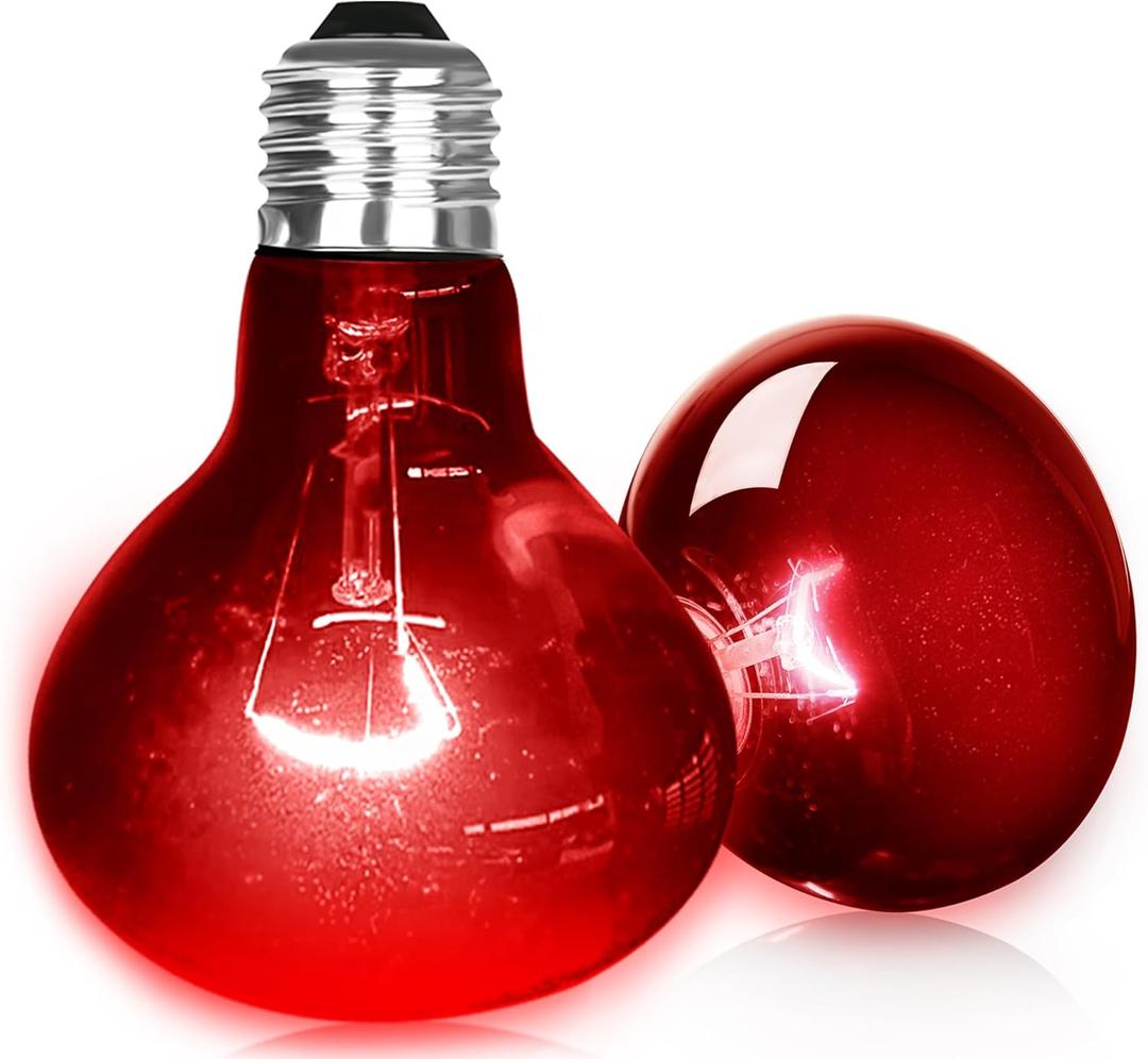 2 Pack Reptile Infrared Heat Lamp, 100W UVA Red Heat Bulb Basking Spot Heating Lamp Suitable for Snake, Chameleon, Bearded Dragon, Spider, Gecko, Lizard