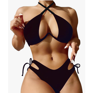 Sexy Bikini for Women Underwire Swimsuits Spaghetti Strap Swimwear Criss Cross Halter Bathing Suit 2 Piece L