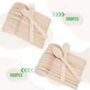 Mumufy 1000 Pcs Disposable Wooden Cutlery Set Bulk Utensils Spoons and Forks Set Forks Spoons Flatware for Weddings Camping Catering Picnic BBQ Party