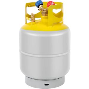 FAHKNS Refrigerant Recovery Tank 30 LB with 1/4 SAE Y-Valve Reusable Cylinder Tank Without Float Switch R12 R22, R134A, R410A etc Refrigerant Freon Recovery Tank Gray Yellow Gray Yellow