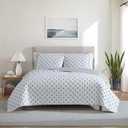 Nautica - King Quilt Set, Super Soft Bedding with Matching Shams, 100% Cotton Bedding Essentials (Coral Beach Blue, King)