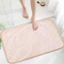 Bath Mats 36x24 Non-Slip Absorbent Bathroom Rug, Quick Dry Machine Washable Shower Tub Mat with Rubber Backing, Soft Floor Carpet for Bathroom Decor Wave White