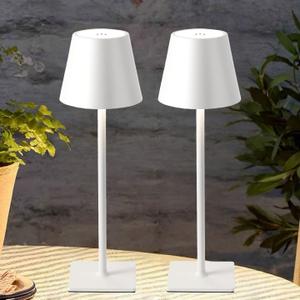 White Rechargeable Table Lamp Set of 2,Cordless Desk Lamp,Small Led Outdoor Table Lamp for Restaurant Dining Table Top Tabletop Lighting,lampara de mesa recargable,Touch Lamp,Wireless Table Lamp