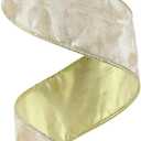 MEEDEE Ivory Velvet Ribbon with Gold Back 2.5 inch 10 Yards Double Sided Christmas Wired Ribbon for Christmas Tree Decoration, Baskets, Wreaths, Holiday Projects, Wedding Decor and Accents