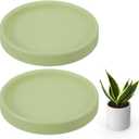 uxcell 2 Pcs Round Plant Saucers, 4 Inch Ceramics Plant Drip Trays for Pots, Heavy Duty Flower Pot Saucers for Indoors and Outdoors, Dark Green